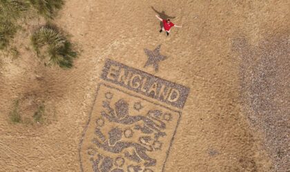 A Driver Ran Over a 30-Foot England Badge on a Beach — Then the Artist Fixed It Before Kickoff